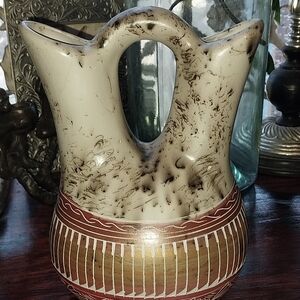 Horsehair "Navajo" Wedding Vase Signed Charlie Hand Etched 9 Inch